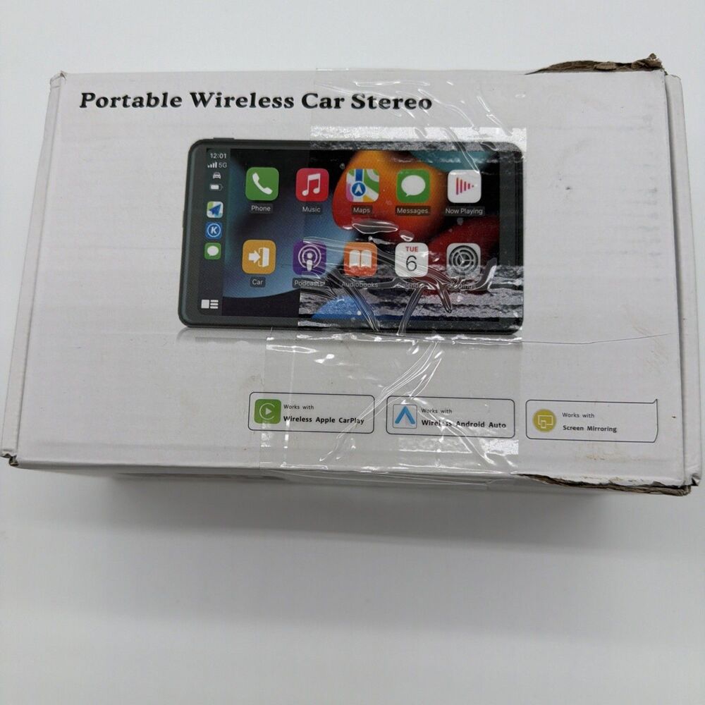 Portable Wireless Car Stereo, 7" Screen, UPGRADED + Apple Carplay, Android Auto